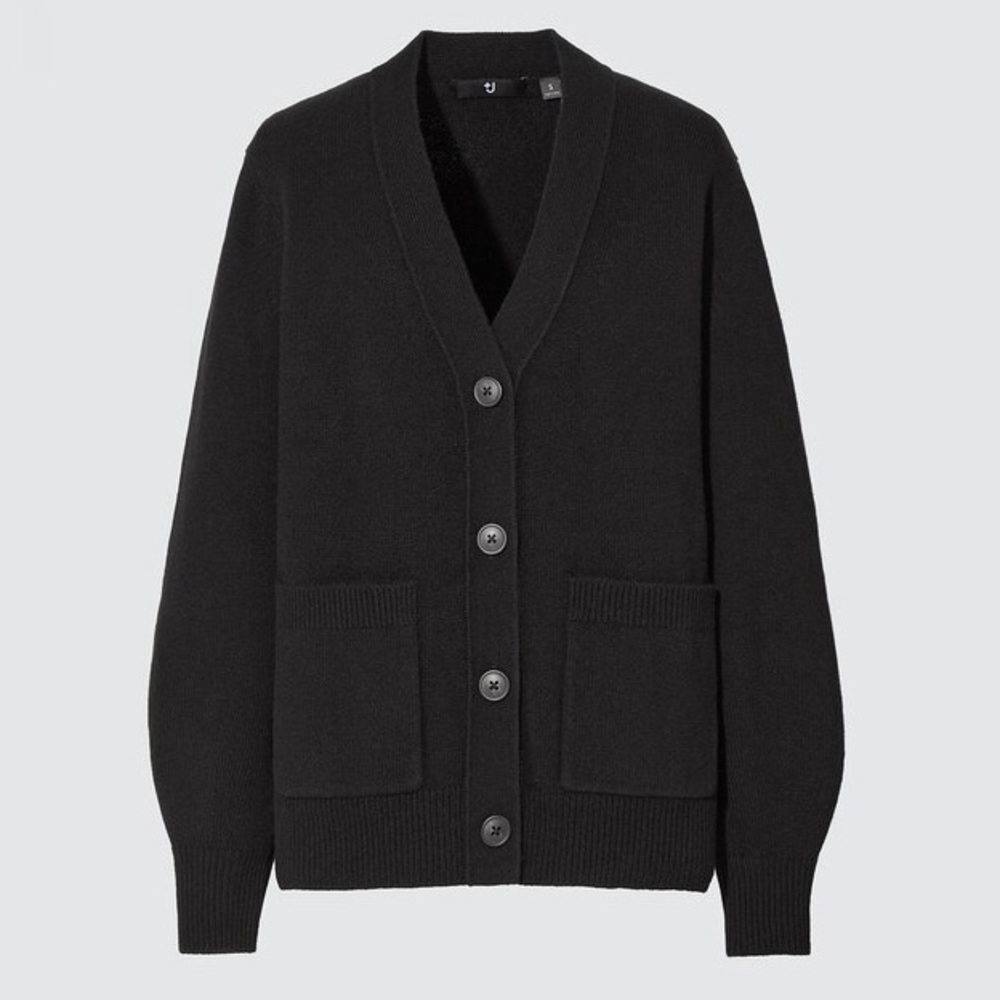 +J Jil Sander X Uniqlo 2-Ply Cashmere V-Neck Long-Sleeve Cardigan Sweater